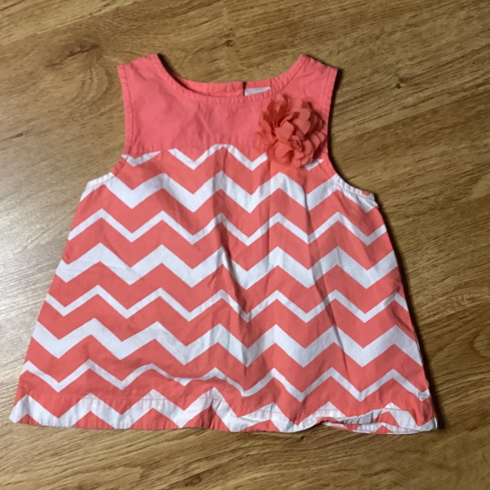 Gymboree Coral and White Chevron Dress